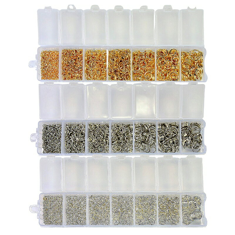 ボックス入り丸カンセット 3〜10mm ニッケルフリー・メッキ色耐久性UP ゴールド/シルバー/ホワイトシル..