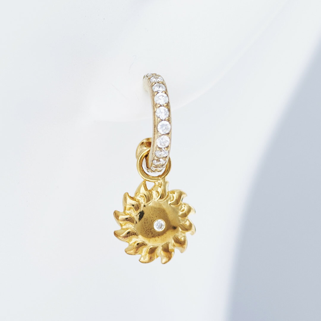 【Crescent Luna(クレセントルナ)】POWER PIERCE(片耳用/1個 ピアス フープピアス Silver925 キュービックジルコニア 太陽 ...