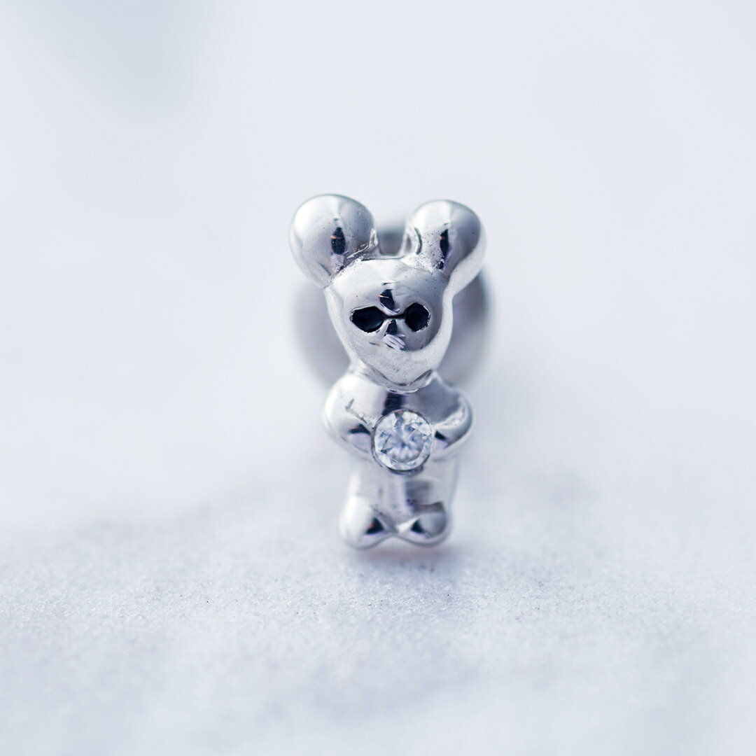 【Crescent Luna(クレセントルナ)】OSO PIERCE(片耳用/1個 ピアス Silver925 キュービックジルコニア 動物 アニマル …