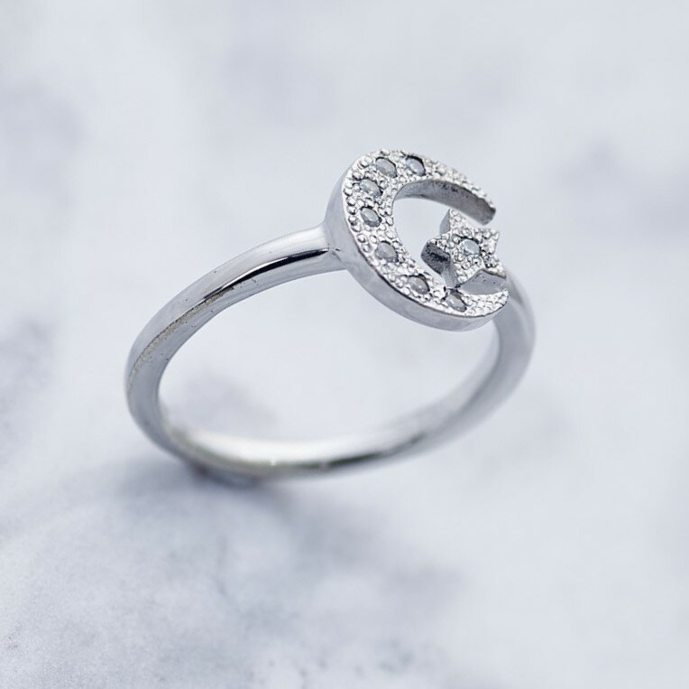 楽天A-SELECT【Crescent Luna（クレセントルナ）】LUNA ESTRELLA RING SMALL（リング 指輪 Silver925 キュービックジルコニア 月 星 ムーン スター アクセサリー ギフト プレゼント）