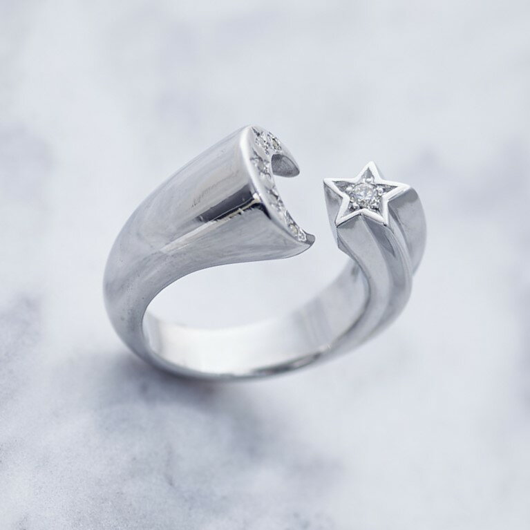 【Crescent Luna(クレセントルナ)】LUNA ESTRELLA RING TYPE A(リング 指輪 Silver925 キュービックジルコニア 月 星 ムーン スター アクセサリー ギフト プレゼント)