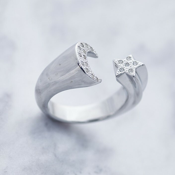 【Crescent Luna(クレセントルナ)】LUNA ESTRELLA RING TYPE B(リング 指輪 Silver925 キュービックジルコニア 月 星…