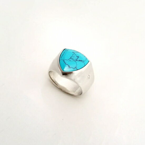 【mouchu(マウチュ)】Shield Ring(リング 指輪 Silver925 シンセティックターコイズ 幅太め アクセサリー ギフト プレゼント)