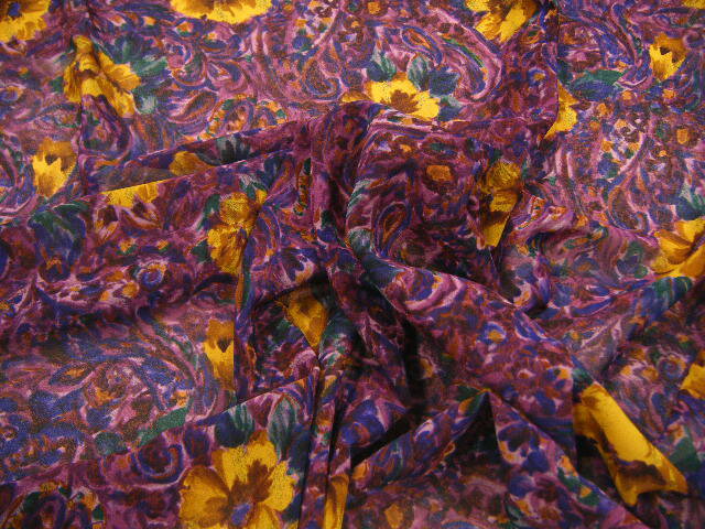 【 10cm価格 】【 10cmからカットします 】【 10cm 198円 】安心の日本製 上質 ソフトジョーゼットプリント 生地 ♪ パープルmix ♪ ≪ ...