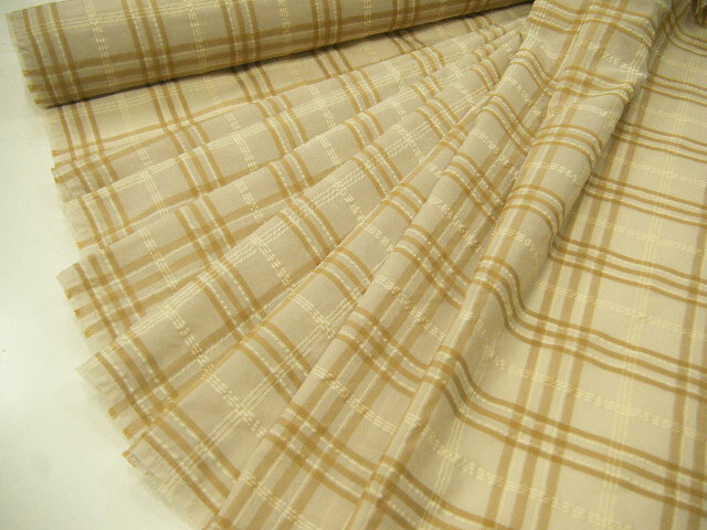 表示在庫で終了です!もう追加はございません!おすすめ春夏物入荷しました ♪【 1m価格 】 おしゃれ エンボス タフタ チェック 生地 ♪ ライトベージュmix...