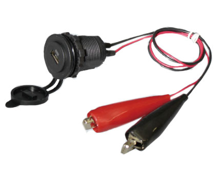 【BMO/ビーエムオー】USBチャージャーソケット　ワニ口付　BM-USS-W　ワニロケーブル　ソケット　USB　防水仕様　電装品