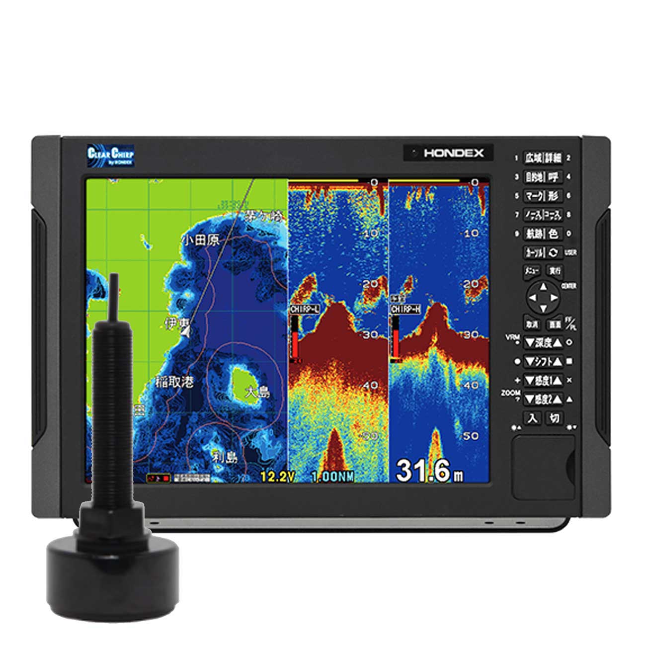 【HONDEX/ホンデックス】HDX-12C Q3S-HDK-024-036 GPSアンテナ外付 振動子TD320 GPSプロッター魚探