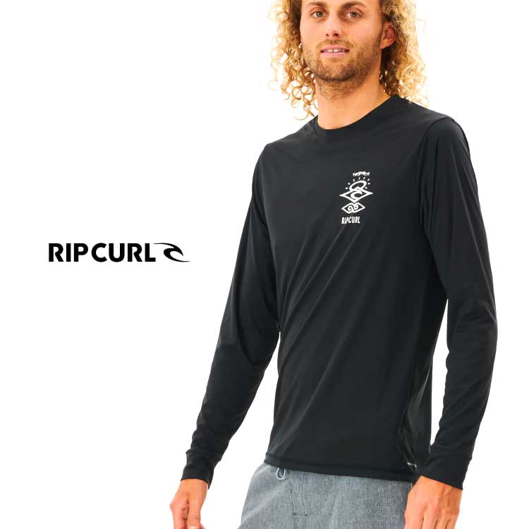 【RIPCURL/リップカール】12DMRV ICONS SURFLITE L/S 長袖ラッシュガード BLACK メンズ 日焼け対策 男性用