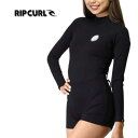 【RIPCURL/リップカール】12OWRV PREMIUM SURF BOYLEG UV SSUITラッシュスーツ BLACK レディース リブ素材 UVカット ボディスーツ