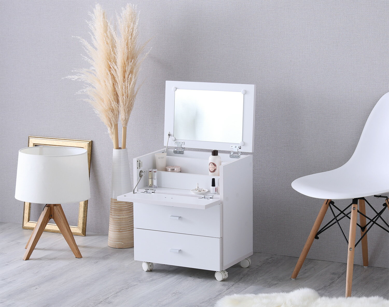 ドレッサー 1面 テーブル 化粧台 コスメ 鏡台 机 収納 姿見 コンパクト ミニ 北欧 アンティーク 可愛い 姫系 ジュエリー アクセサリー 収納 大容量 お...