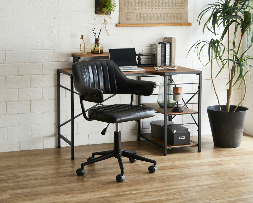 パソコンデスク チェア セット キャスター 椅子付き 西海岸 pc台 机 幅 l型 l字110 奥行60 高さ84 オフィス 安い ゲーム ナチュラル 鉄脚 ダ...