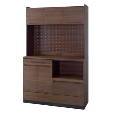 食器棚 収納 ラック おしゃれ 北欧 安い キッチン 棚 キッチンボード カップボード 木製 大容量 ウォールナット ブラウン 約 幅117.2 奥行45.5 高さ185