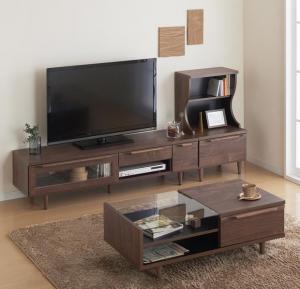 テレビ台 ローテーブル 本棚 ウォールナット 日本製 国産 ほぼ 完成品 3点セット/ローボード×センターテーブル×キャビネットダーク ブラウン 茶色 ウォールナット