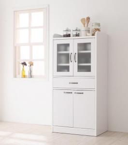 食器棚 キッチンストッカー カップボード コンパクト ミニ キッチン収納 ミドル食器棚 キッチンストッカー 幅60 ホワイト 白 グリーン 緑