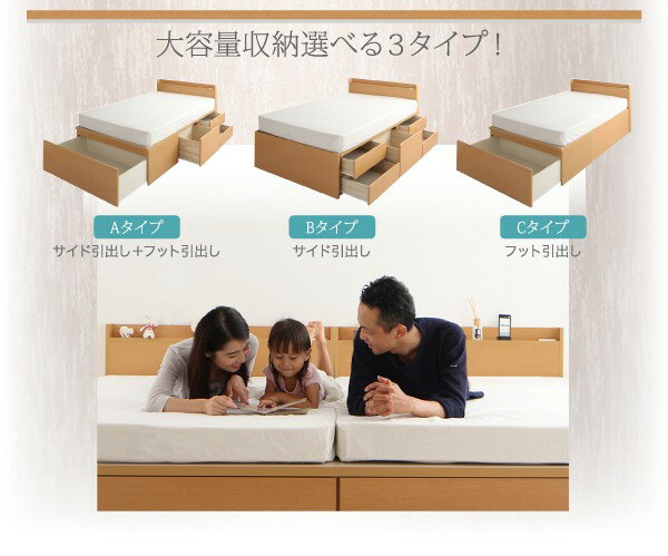 連結ベッド 幅200 キング ワイド 2人 3人 4人 家族 つなげる 2台 分割 ファミリー 親子 マットレス付き チェストベッド ミドル ベッド下 収納 引き出し 大容量 宮 枕元 棚 携帯 メガネ リモコン 頭上 携帯 スマホ 充電 コンセント 北欧 おしゃれ モダン アンティーク [3]