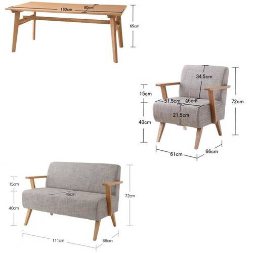 ダイニングセット 4点 北欧 4人用 4点セット (Bタイプ) 【 ナチュラル×ベージュ 】【食卓 4点セット 四点セット 食卓セット テーブル チェア いす 椅子 イス 肘 ベンチ 北欧 無垢 アンティーク モダン 送料無料】 [3]