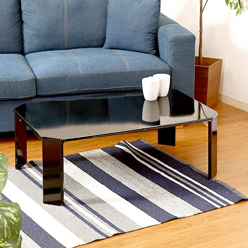 ローテーブル 完成品 センターテーブル 折りたたみ 折り畳み 折畳み 折れ脚 持ち運び 長方形 四角 角が丸い 角丸 ブラック 黒 幅90 奥行60 高さ32 ...