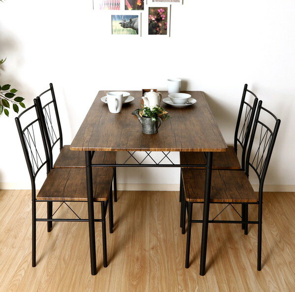 ダイニングセット ダイニングテーブルセット おしゃれ カフェ モダン 安い 北欧 ダイニングチェア 椅子 アンティーク 木製 シンプル ブラウン×ブラック 幅1...