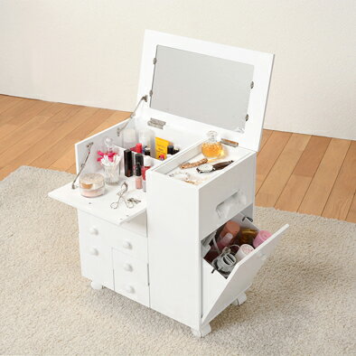 ドレッサー 1面 キャスター テーブル 化粧台 コスメ 鏡台 机 収納 姿見 コンパクト ミニ 北欧 アンティーク かわいい 姫系 ジュエリー アクセサリー 大...