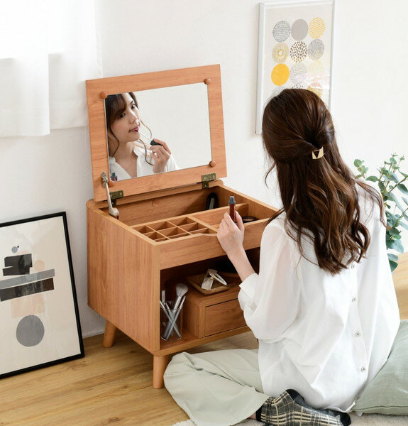 あす楽 ドレッサー 1面 テーブル 化粧台 コスメ 鏡台 机 収納 姿見 コンパクト ミニ 北欧 アンティーク 可愛い 姫系 ジュエリー アクセサリー 大容量 ...