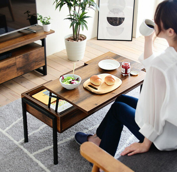 あす楽 昇降式テーブル 収納付き リビング ソファー ローデスク ノートパソコン ローテーブル 作業台 センターテーブル 一人暮らし 座卓 勉強 ゲーミング ゲ...