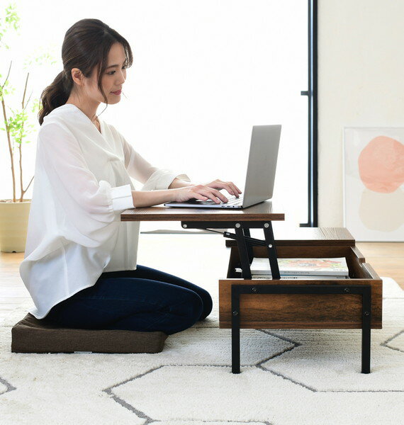 あす楽 昇降式テーブル 収納付き リビング ソファー ローデスク ノートパソコン ローテーブル 作業台 センターテーブル 一人暮らし 座卓 勉強 ゲーミング ゲ...