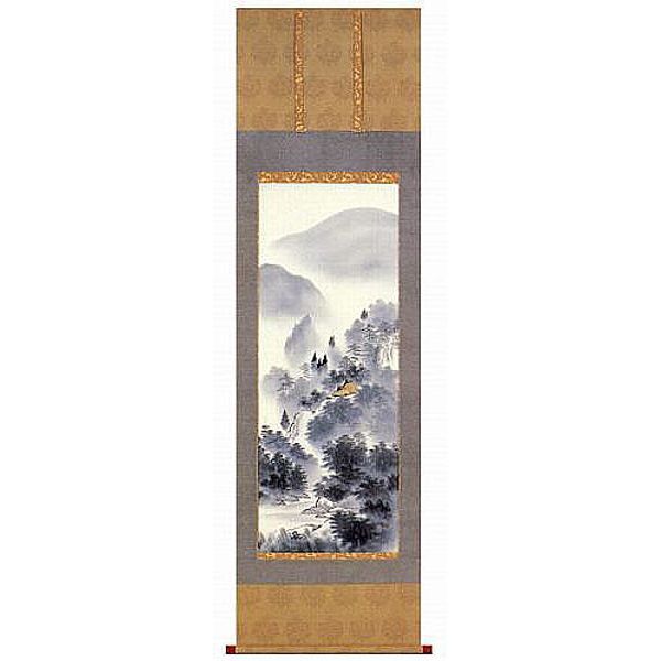 掛け軸　美術年鑑掲載作家　今西峰山　水墨山水　掛軸　全国送料無料　【smtb-k】【ky】