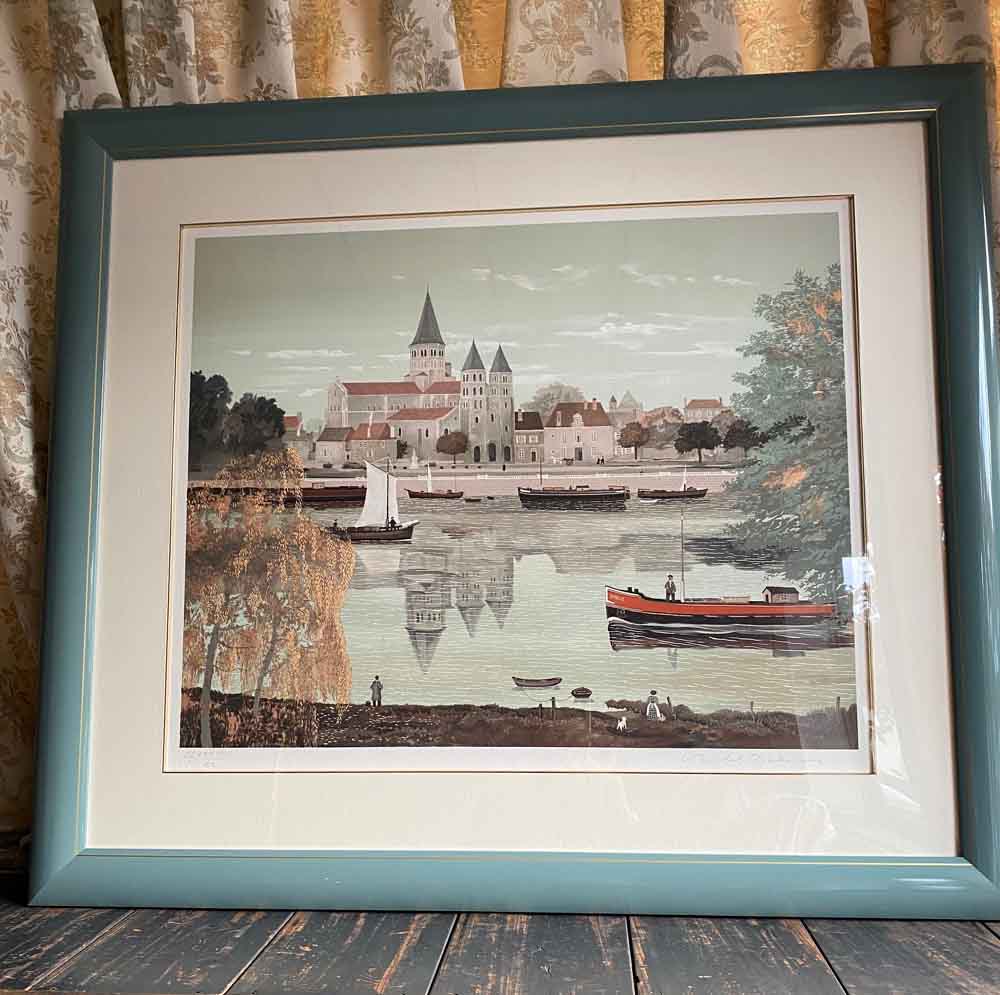 版画　ミッシェル・ドラクロワ　Abbey de Paray-le-Moial　ドラクロア　リトグラフ　絵画