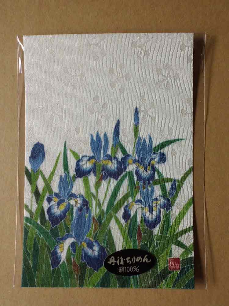 真知子友禅　ちりめん絵葉書　着物　絵はがき　四季の花　かきつばた 【smtb-k】【ky】