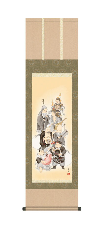 掛け軸　七福神　緒方葉水　掛軸　全国送料無料【smtb-k】【ky】
