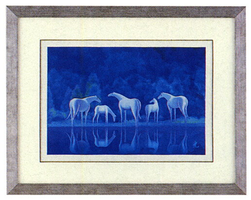 送料無料　白馬の森　レリーフ　彫刻　絵画　彫金　パネル