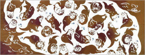 送料無料　手ぬぐい　コツメカワウソ　てぬぐい　手拭い【smtb-k】【ky】