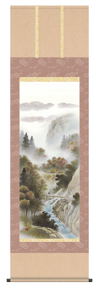 掛け軸 四季山水(春) 単品 中山雪邨 掛軸 全国送料無料 【smtb-k】【ky】