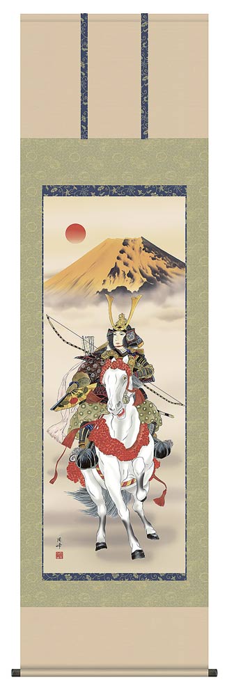 Rakuten - 掛け軸　白馬武者　尺五立／高畠周峰　掛軸　「全国送料無料」 【smtb-k】【ky】