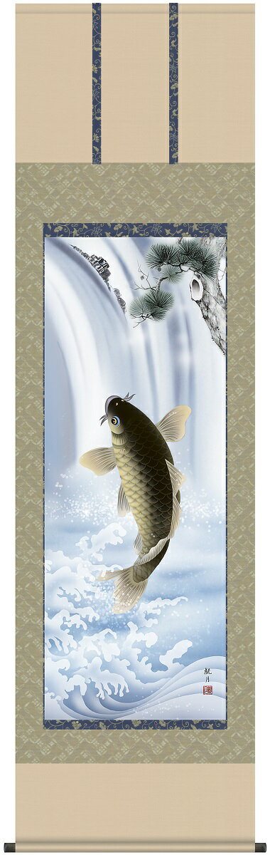 送料無料 お祝い 端午の節句 掛け軸 掛軸 大昇鯉 森山観月 (三美会)