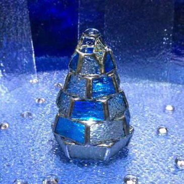 ステンドグラス ミニランプ 【 小さな もみの木 ランプ ／ 樹氷ver.】（LEDライト付） オリジナル デザイン プレゼント ギフト Xmas クリスマス クリスマスツリー 誕生日
