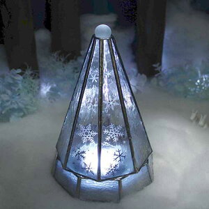 大人のクリスマスツリー ／ 雪と氷の世界 （Lサイズ）ステンドグラス・ランプ LEDライト付 クリスマス クリスマスツリー ギフト プレゼント 誕生日
