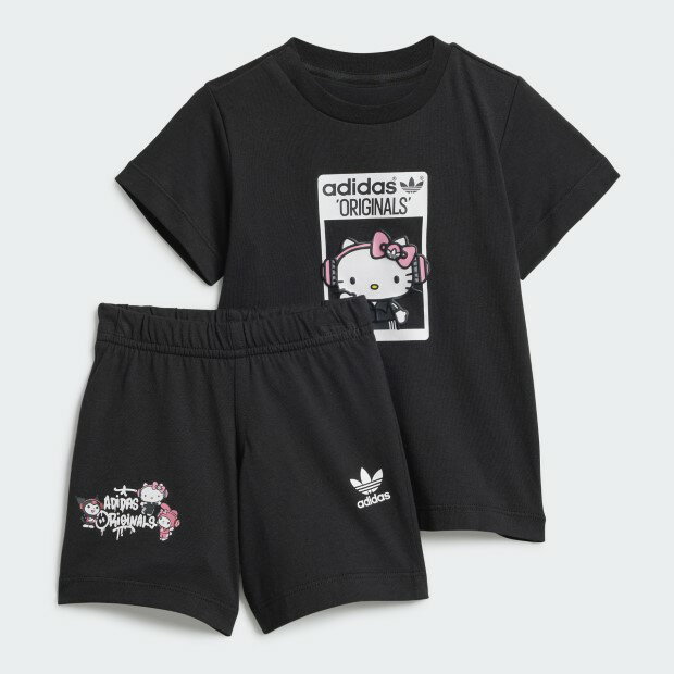 楽天オリジナルスショップジュニア アディダスオリジナルス×ハローキティ ショーツ & Tシャツ セットアップ　ブラック　【adidas originals|アディダスオリジナルス】knb23-ir9759