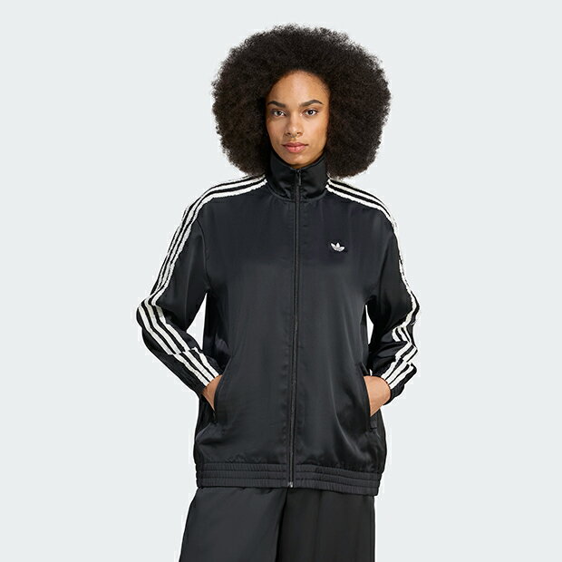 レディース アディダスオリジナルス サテン ファイヤーバード トラックトップ フリル スリーストライプス ブラック 【adidas originals|アディダスオリジナルス】bu591-kc8810