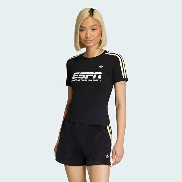 レディース コットン カリ 半袖Tシャツ ウィズ スポンサー　ブラック　【adidas originals|アディダスオリジナルス】ci157-kd1380