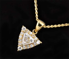 K18トリリアントカットダイヤモンド0.34ctダイヤ0.21ct18金ペンダントネックレス《送料無料!》