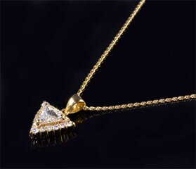 K18トリリアントカットダイヤモンド0.34ctダイヤ0.21ct18金ペンダントネックレス《送料無料!》