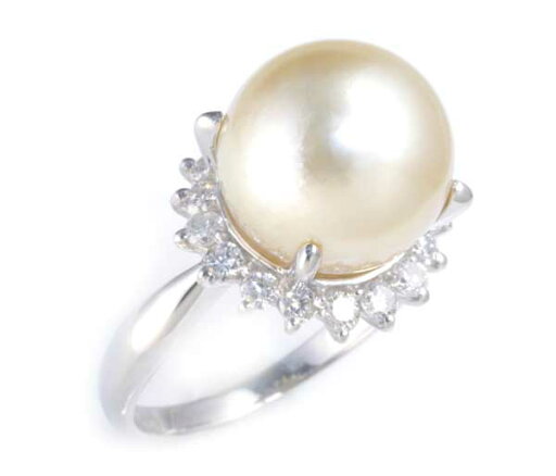 Pt 南洋真珠 11.8mmダイヤモンド0.605ct プラチナ リング《送料無料!》 Pt 南洋真珠 11.8mmダイヤモンド0.605ct プラチナ リング《送料無料!》