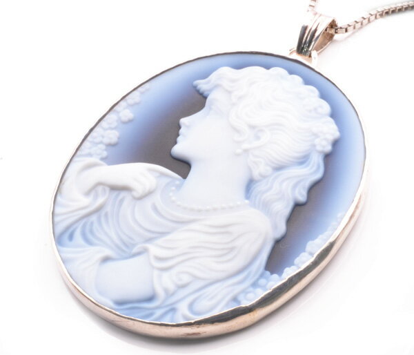 SVメノウカメオシルバーペンダント...