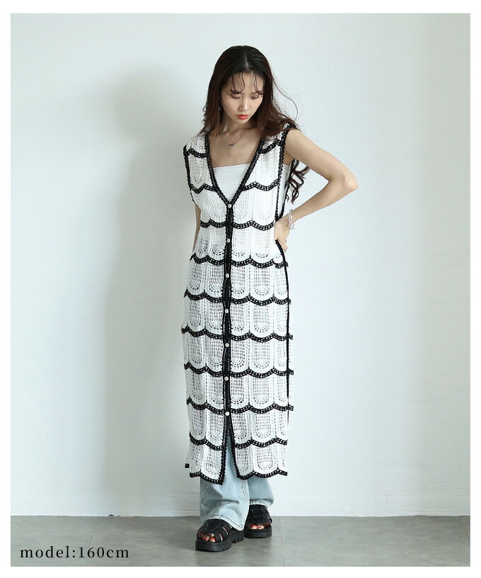 レイヤードで一気にトレンド顔なクロシェ編みロングジレ レディース ファッション ワンピース ジレ ベスト 夏 夏服 大人可愛い 20代 30代 40代 レディースファッション カジュアル 体型カバー おしゃれ きれいめ ママ サワアラモード sawaalamode 【5月22日20時販売新作】 a-la-mode-10014037 ALAMODE アラモード サンプル画像3