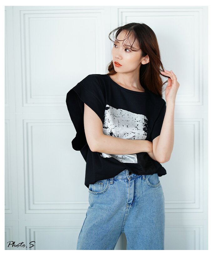 ヴィンテージなモード感で雰囲気増すプリントコットンTシャツ レディース ファッション トップス カットソー Tシャツ プリント 半袖 ロゴ コットン 夏 30代 40代 50代 60代 サワアラモード sawaalamode otona 大人 kawaii 可愛い 【6月26日20時販売新作 【メール便可】 a-la-mode-10014134 ALAMODE アラモード サンプル画像3