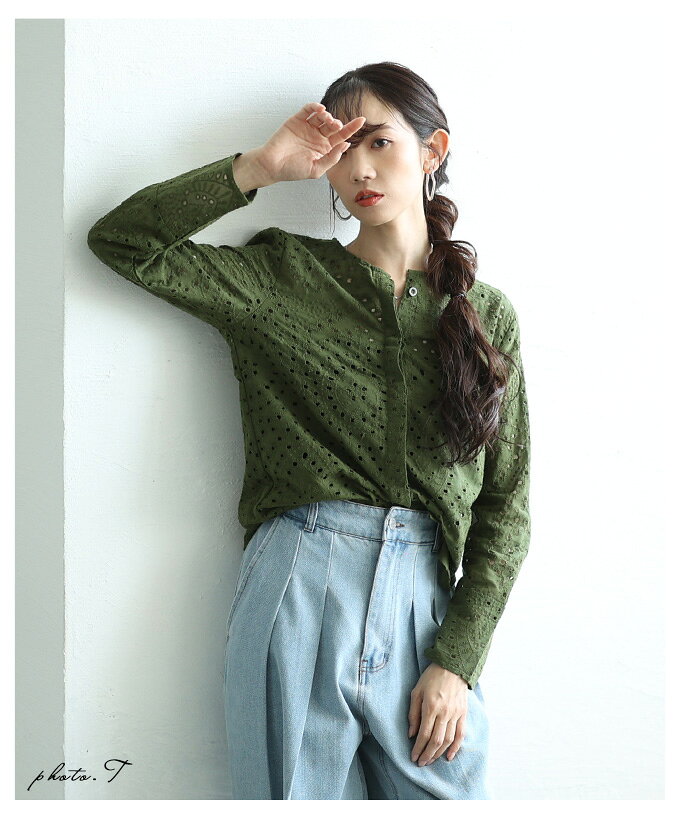 刺繍で描いたエアリーな風合いを纏うコットンブラウス レディース ファッション トップス ブラウス シャツ 夏 夏服 大人可愛い 20代 30代 40代 レディースファッション カジュアル 体型カバー おしゃれ きれいめ ママ サワアラモード sawaalamode 【8月2 【メール便可】 a-la-mode-10014280 ALAMODE アラモード サンプル画像3