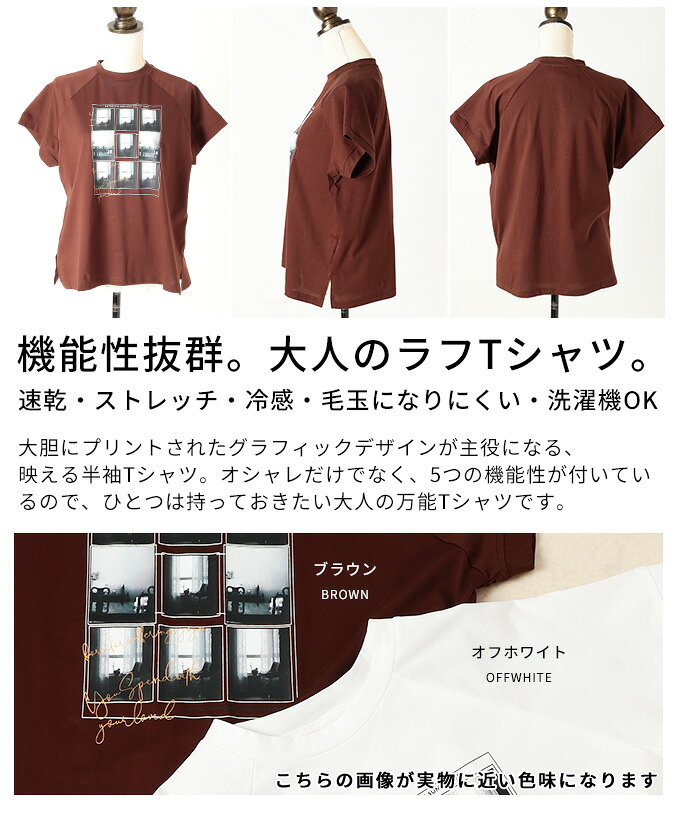 大人の万能×多機能グラフィックプリントTシャツ レディース ファッション トップス カットソー Tシャツ 茶 白 夏服 大人可愛い 20代 30代 40代 レディースファッション カジュアル 体型カバー おしゃれ きれいめ ママ サワアラモード sawaalamode 【8月 【メール便可】 a-la-mode-10014287 ALAMODE アラモード サンプル画像3
