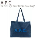 A[y[Z[ g[gobO A.P.C Y fB[X A.P.C Logo Print Denim Tote Bag S vg fj g[g BLUE u[ COEQC M61443 IAL obO