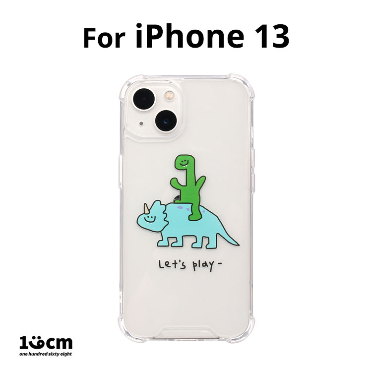 iPhone 13 ケース クリア 透明 韓国 168cm スマホケース 背面カバー ストラップホール付き かわいい おしゃれ イラスト キャラクター ポリカーボネート TPU ハイブリッドクリアケース Lets play お取り寄せ